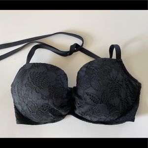 Victoria Secret Black Lace Halter Bathing Suit Top- 34DDD